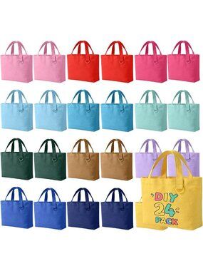 12 Pack Mini Canvas Tote Bags - Reusable Cute DIY Blank Bags for Women
